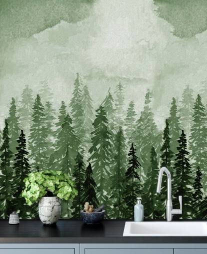 akvarell malt trær tapet akvarell malt trær tapet