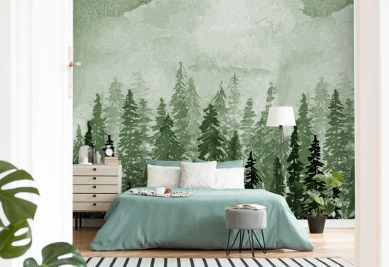 Aquarell bemalte Bäume Tapete