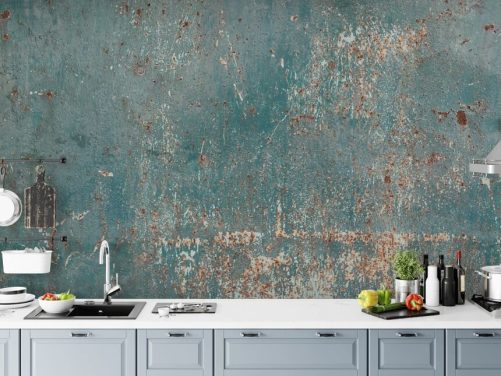 blå och koppar industriell tapetväggmålning kallad Industrial Grunge för sovrum, barer och kök