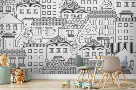 doodled houses wallpaper
