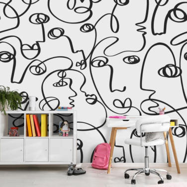 face line art wallpaper