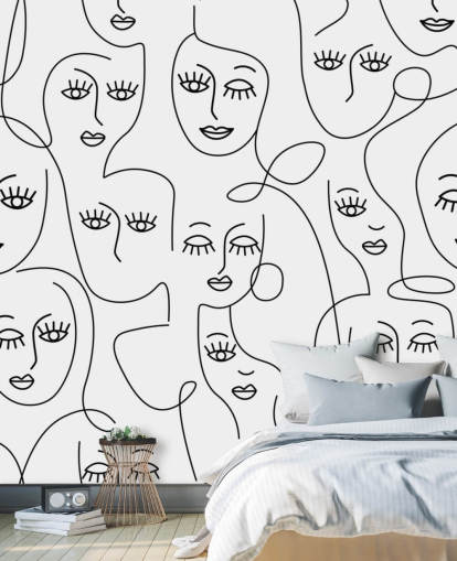 black and white line art of womens faces wallpaper black and white line art of womens faces wallpaper
