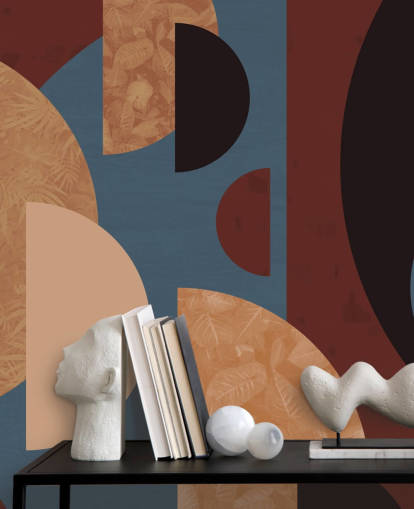 papel pintado de formas terracota, naranja y azul papel pintado de formas terracota, naranja y azul