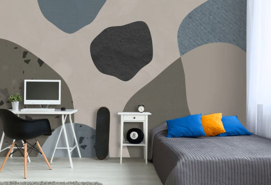 blue and grey shapes wallpaper