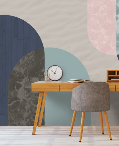 navy, blå og pink bauhaus figurer navy, blå og pink bauhaus figurer