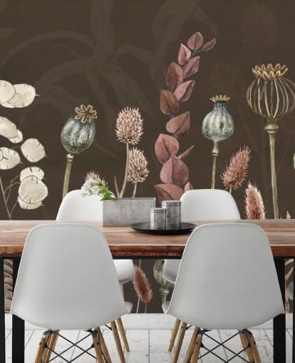 papier peint botanique marron et orange de Sir Edward papier peint botanique marron et orange de Sir Edward