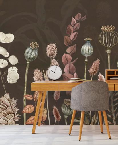 brown, orange botanical wallpaper by Sir Edward brown, orange botanical wallpaper by Sir Edward