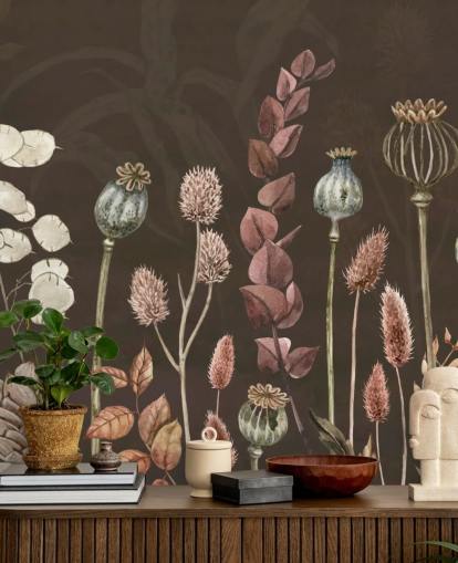 brown, orange botanical wallpaper by Sir Edward brown, orange botanical wallpaper by Sir Edward