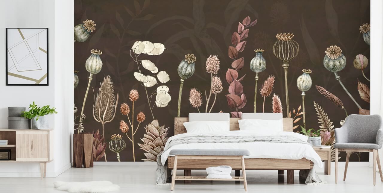 brown, orange botanical wallpaper by Sir Edward brown, orange botanical wallpaper by Sir Edward