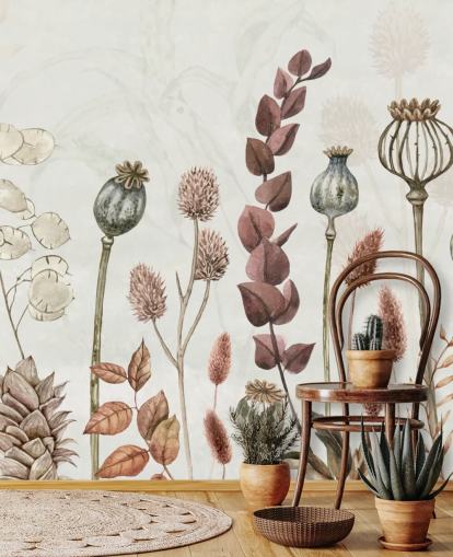 papel pintado de flores de color naranja quemado, marrón y crema papel pintado de flores de color naranja quemado, marrón y crema