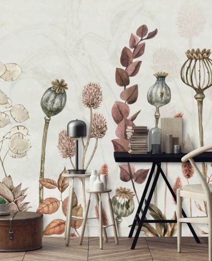 papel de parede de flores queimadas laranja, marrom e cremoso papel de parede de flores queimadas laranja, marrom e cremoso