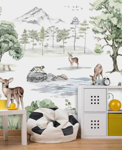 adorável papel de parede de viveiro de animais da floresta adorável papel de parede de viveiro de animais da floresta