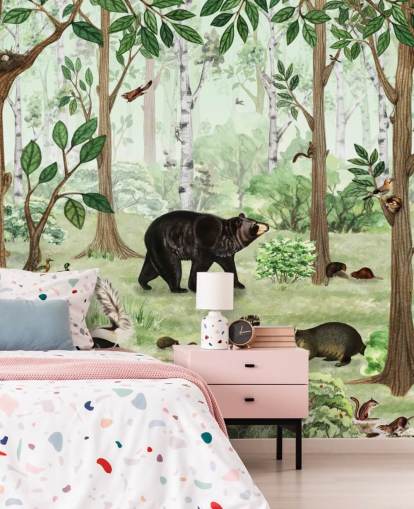 woodland animals in a forest wallpaper woodland animals in a forest wallpaper