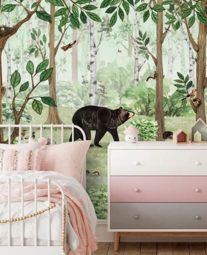 woodland animals in a forest wallpaper woodland animals in a forest wallpaper