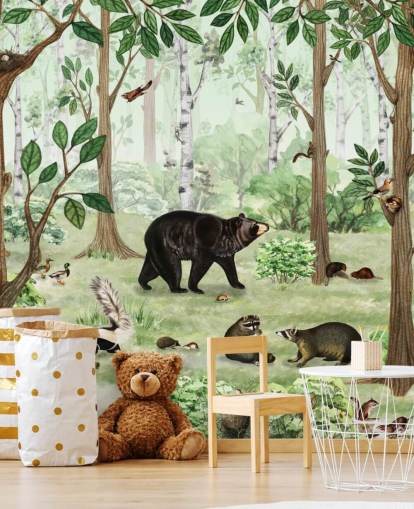 woodland animals in a forest wallpaper woodland animals in a forest wallpaper