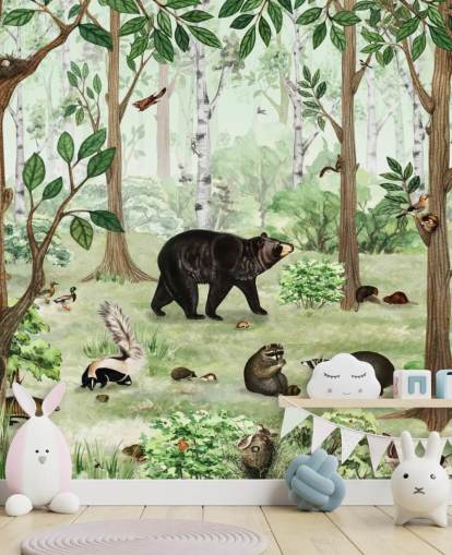 woodland animals in a forest wallpaper woodland animals in a forest wallpaper