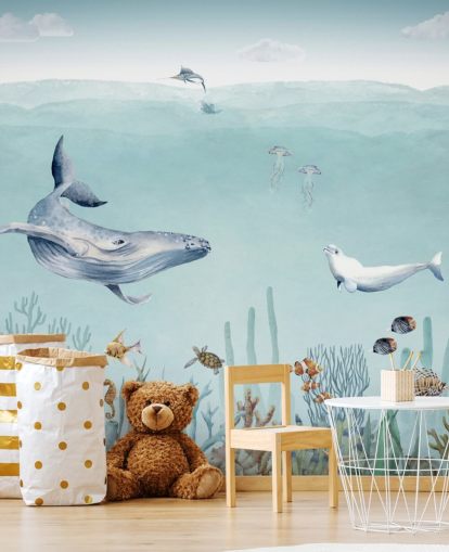 whale, fish and ocean wallpaper for kids bedroom whale, fish and ocean wallpaper for kids bedroom