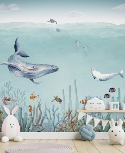 whale, fish and ocean wallpaper for kids bedroom whale, fish and ocean wallpaper for kids bedroom