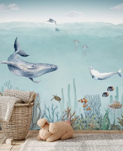 whale, fish and ocean wallpaper for kids bedroom whale, fish and ocean wallpaper for kids bedroom