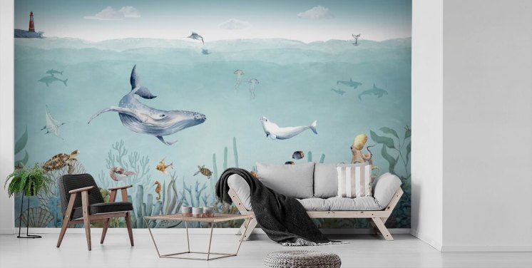 whale, fish and ocean wallpaper)