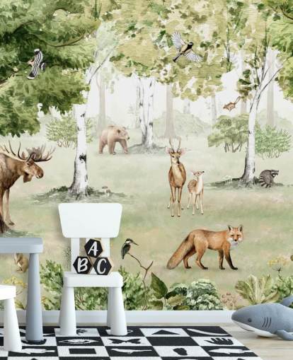 animali del bosco in una carta da parati forestale animali del bosco in una carta da parati forestale