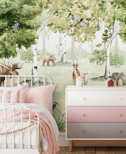 woodland animals in a forest wallpaper woodland animals in a forest wallpaper