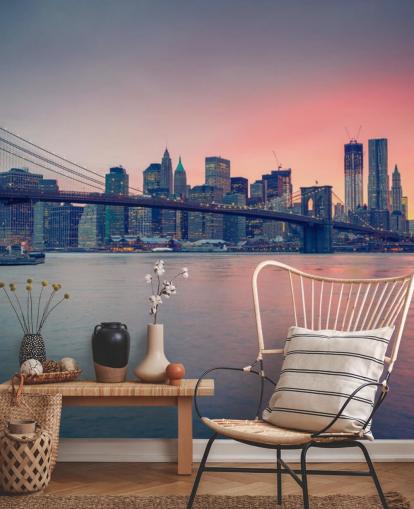 Manhattan Bridge Sonnenuntergang Wandgemälde Manhattan Bridge Sonnenuntergang Wandgemälde