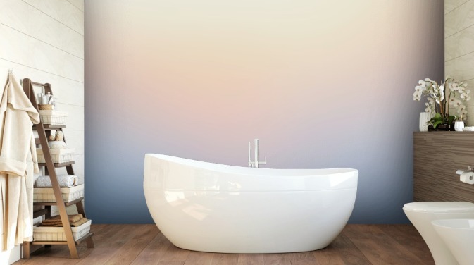 blå och gul ombre tapetväggmålning kallad Dusk Ombre