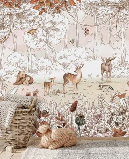 simpatici animali autunnali nella foresta, carta da parati simpatici animali autunnali nella foresta, carta da parati