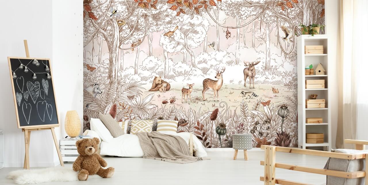 papel de parede de animais fofos de outono na floresta papel de parede de animais fofos de outono na floresta