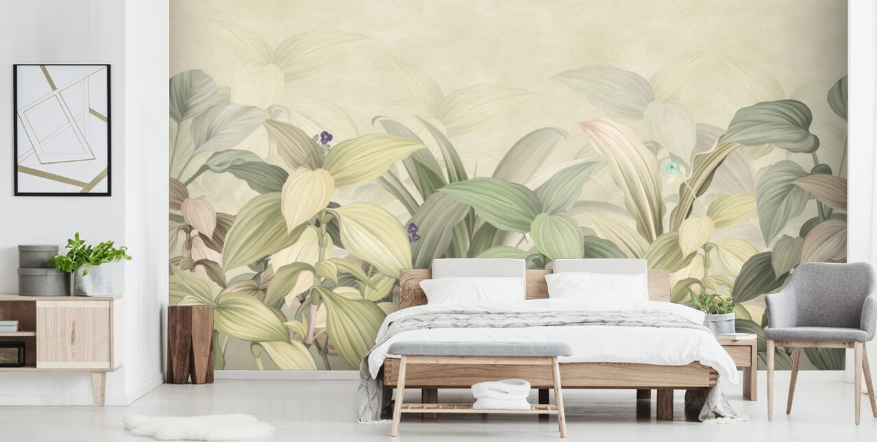 pale green leaf jungle wallpaper