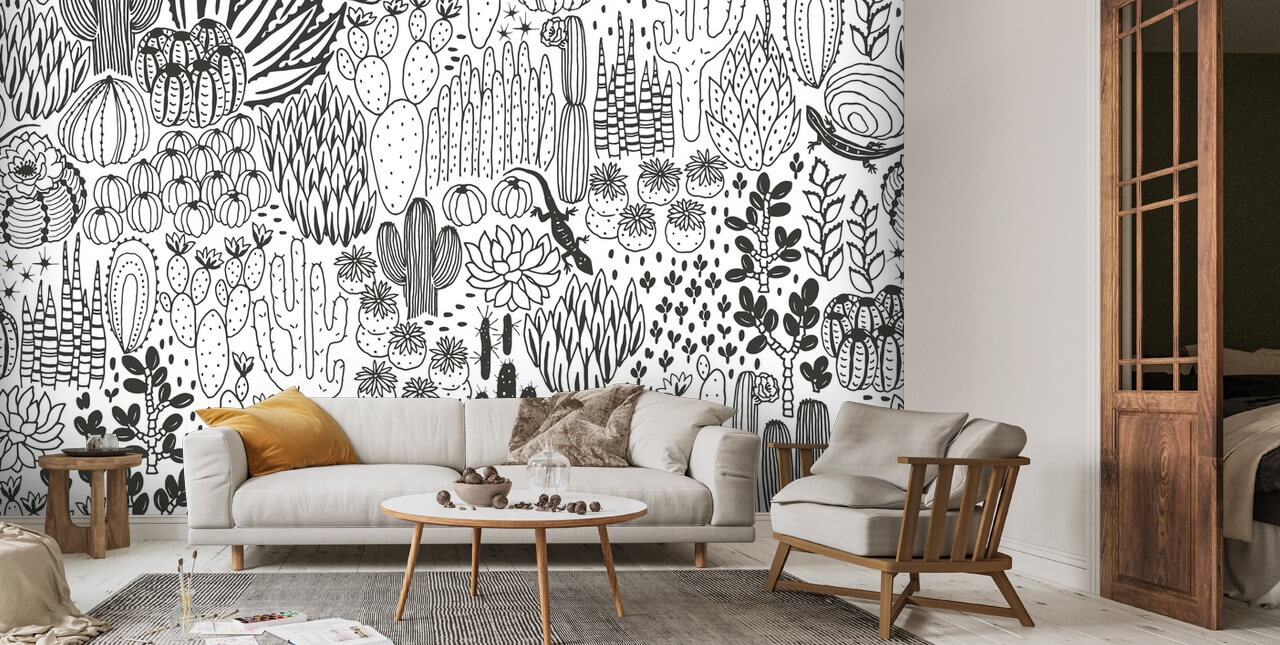 Cactus Doodles Wallpaper | Wallsauce US