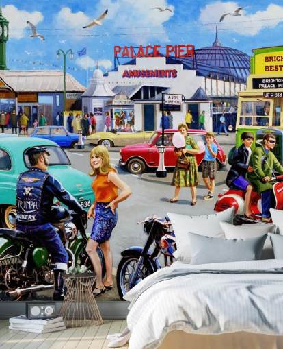 bikers and girl by road near the pier in brighton wallpaper bikers and girl by road near the pier in brighton wallpaper