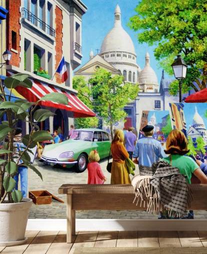 sacre couer and parisian streets in past wallpaper sacre couer and parisian streets in past wallpaper