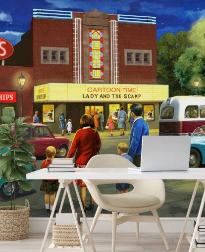 old cinema by street and family about to go in wallpaper old cinema by street and family about to go in wallpaper