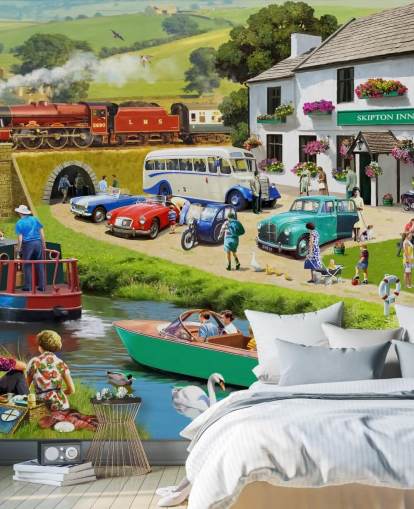 människor i yorkshire dales genom kanal och kullar tapeter människor i yorkshire dales genom kanal och kullar tapeter