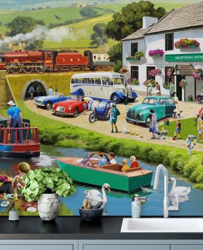 folk i Yorkshire dales ved kanal og bakker tapet folk i Yorkshire dales ved kanal og bakker tapet