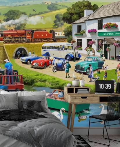 människor i yorkshire dales genom kanal och kullar tapeter människor i yorkshire dales genom kanal och kullar tapeter