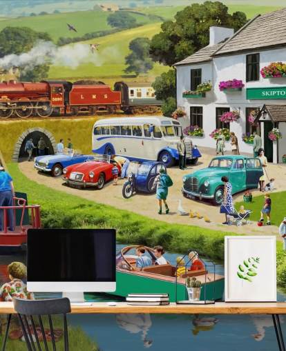 folk i Yorkshire dales ved kanal og bakker tapet folk i Yorkshire dales ved kanal og bakker tapet