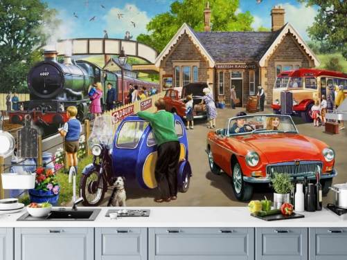 Fondo de pantalla de familias en el ferrocarril
