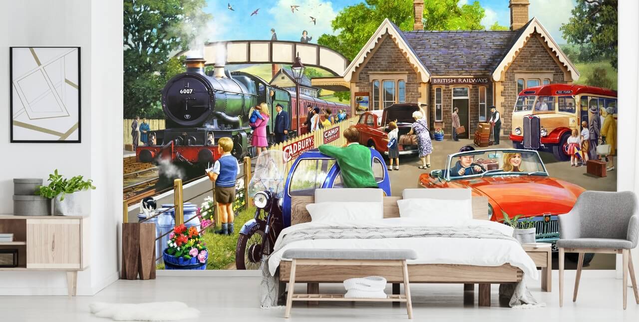 Fondo de pantalla de familias en el ferrocarril