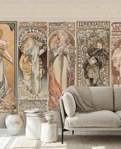 mucha inspirerede plakater af vintage mennesker tapet mucha inspirerede plakater af vintage mennesker tapet