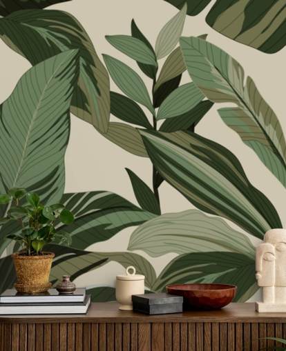 pop art style green tropical leaves wallpaper pop art style green tropical leaves wallpaper