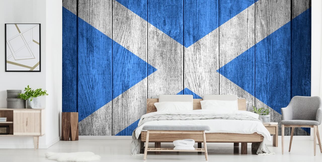 wood effect scotland kaart behang