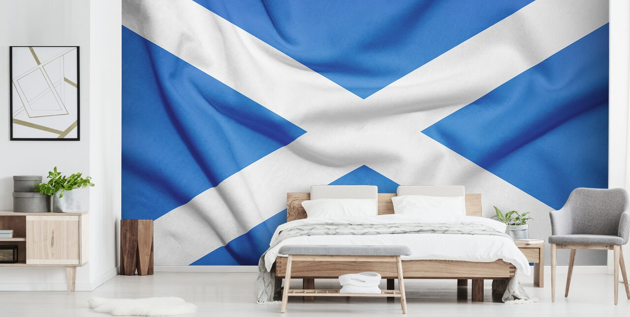 witte en blauwe vlag van Schotland behang