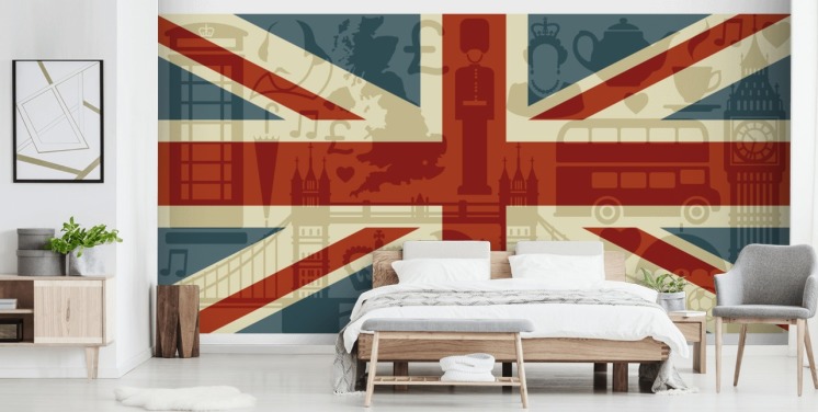 union jack flagg med britiske tall tapet
