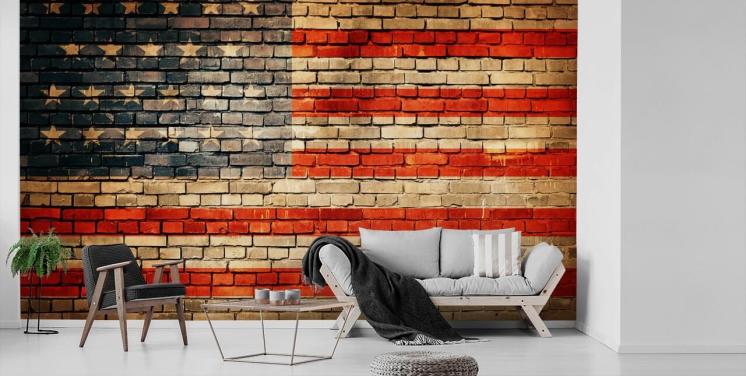 usa murstein effekt flagg tapet
