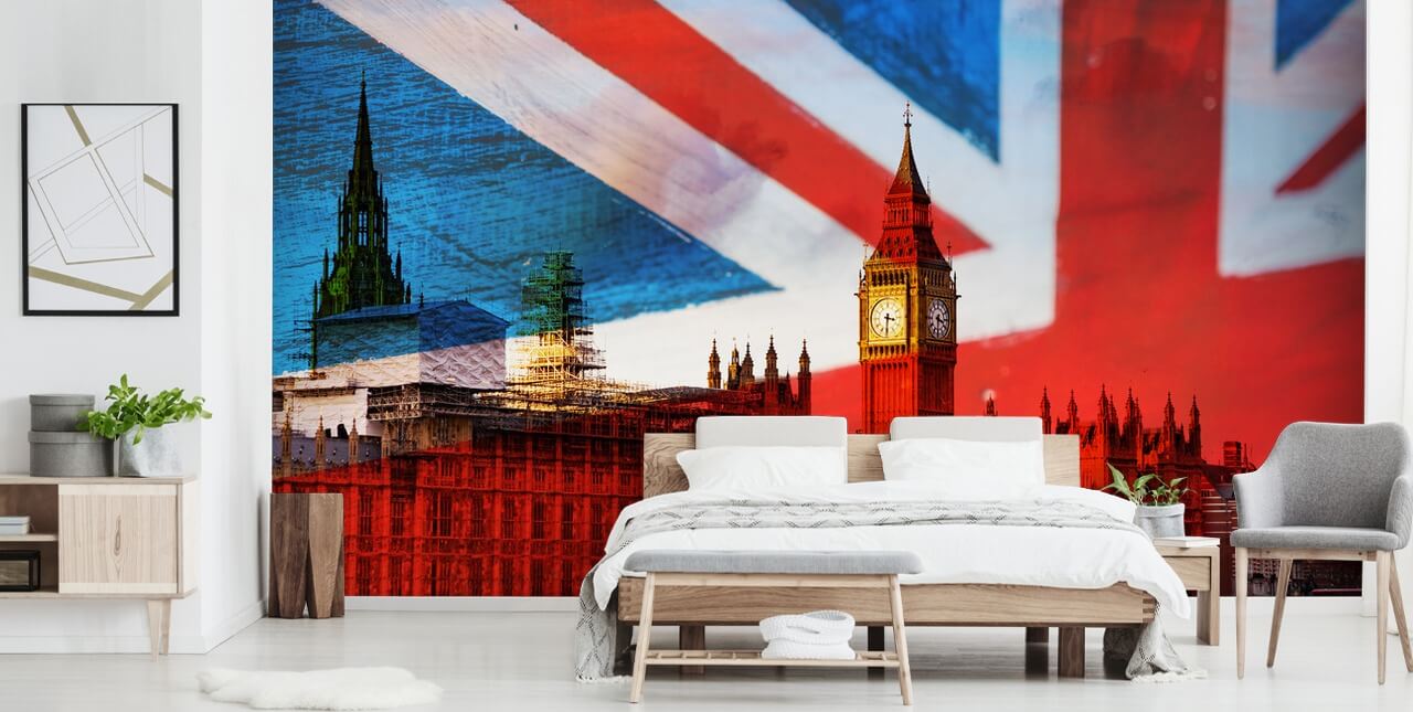 union jack tausta taloja parlamentin tapetti
