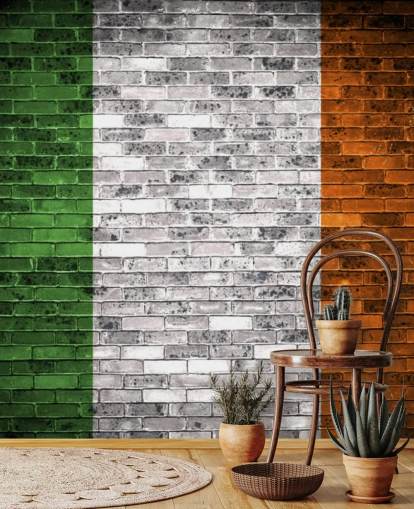 drapeau irlandais sur papier peint brique drapeau irlandais sur papier peint brique