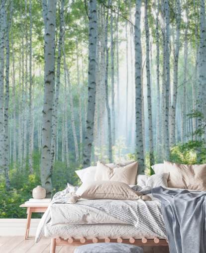 papier peint mural de bouleau blanc personnalisable appelé White Birch Forest In Summer pour les salons papier peint mural de bouleau blanc personnalisable appelé White Birch Forest In Summer pour les salons